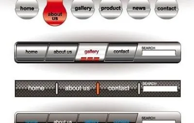 金属可编辑网站的按钮2eps,ai矢量模版下载