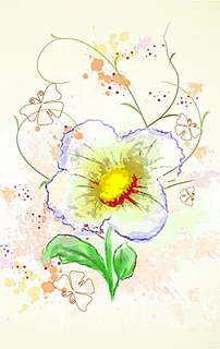 藤蔓蝴蝶和花朵水彩画