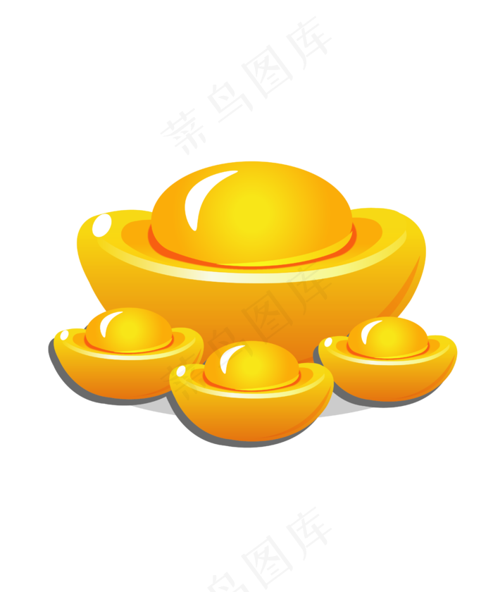 节日卡通金元宝金锭(300 dpi)