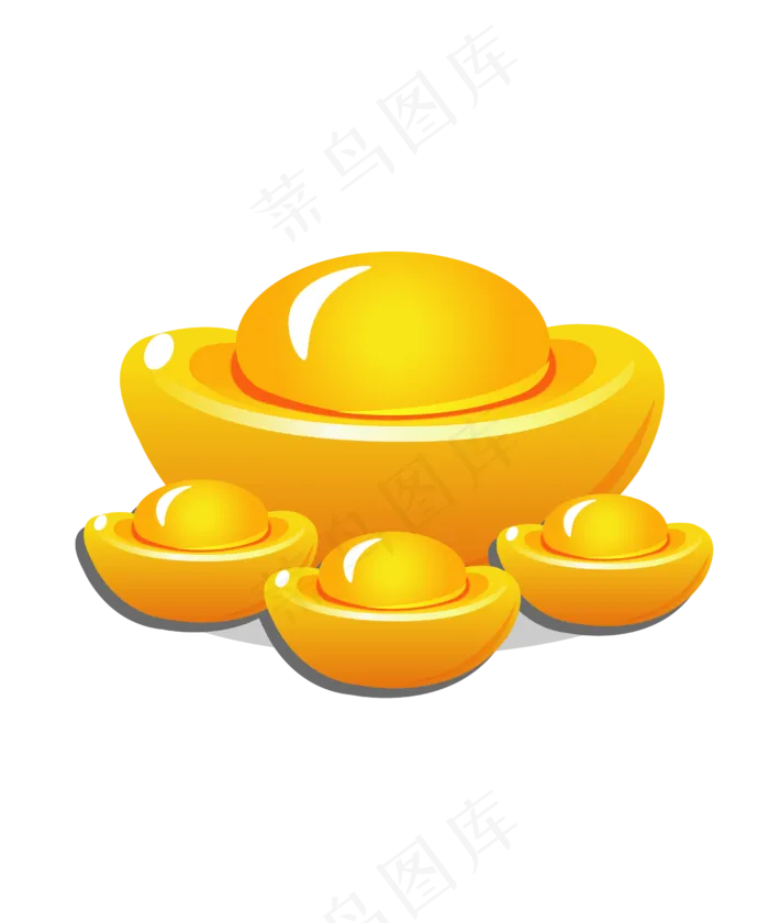 节日卡通金元宝金锭(300 dpi)