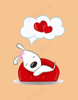 卡通动物小狗情人节素材