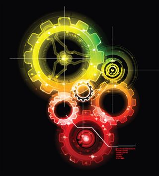 矢量绚彩梦幻齿轮科技背景