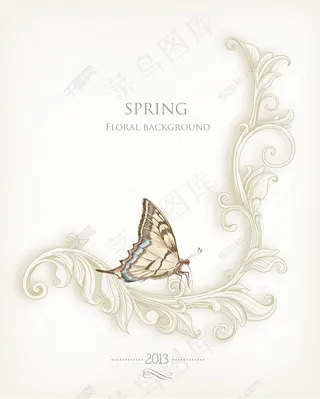 春天开花的花卉背景矢量插画