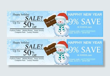 新年圣诞节节日促销优惠券banner