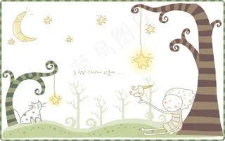 大樹下的男孩和大嘴鳥