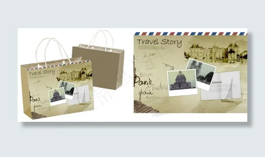 高清PSD分层风景名胜袋子模板