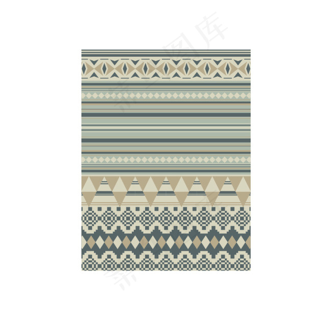 灰色调花边条纹民族风矢量花型素材