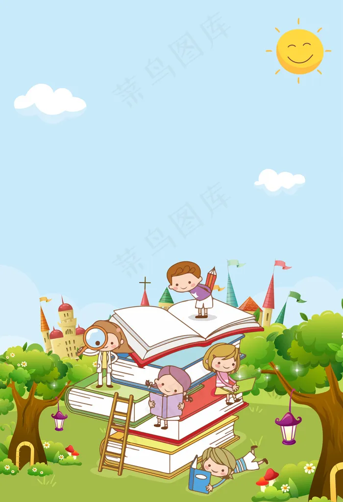卡通开学季新学期背景psd模版下载