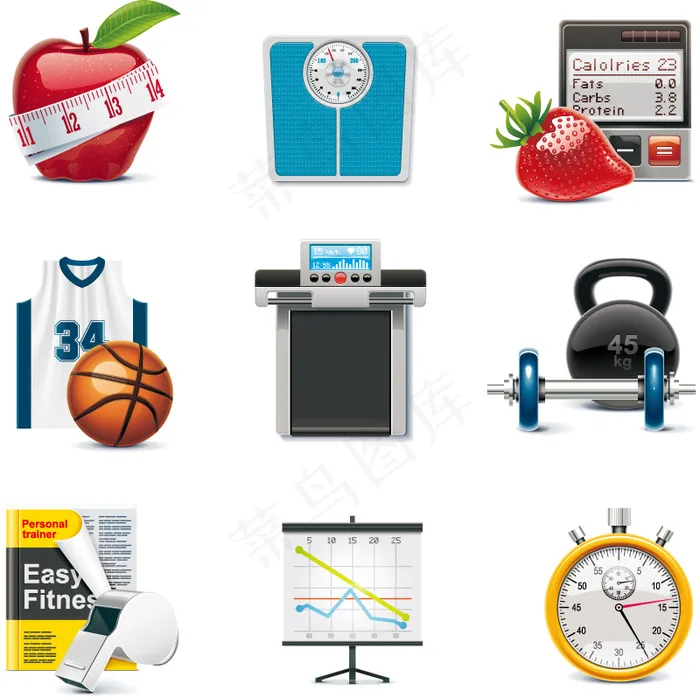 精美健身器材图标矢量素材eps,ai矢量模版下载
