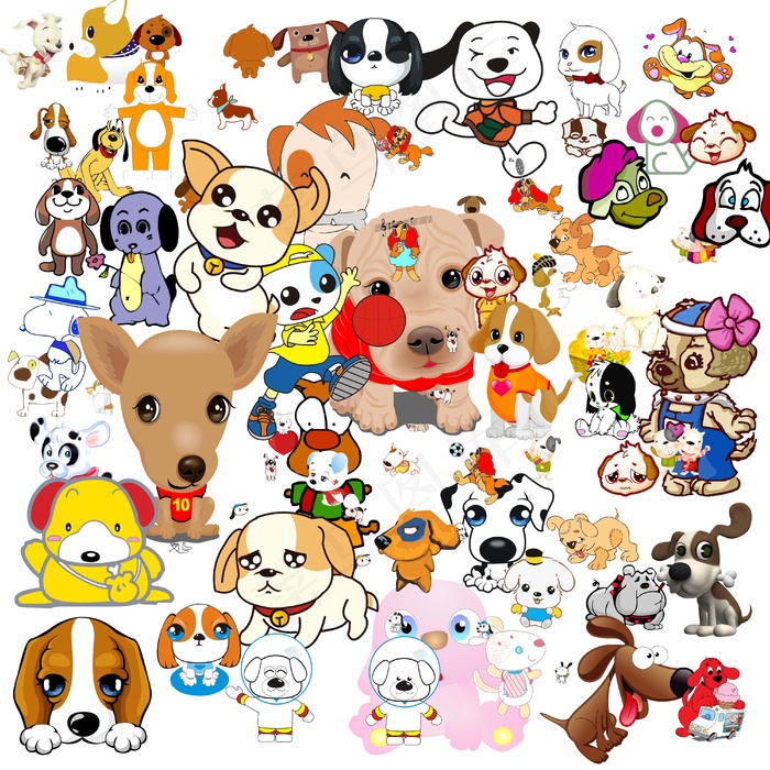 卡通狗素材图片(4000X4000(DPI:300))psd模版下载