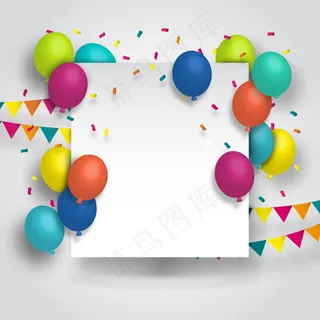 气球装饰空白纸板矢量素材
