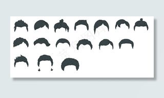 手绘卡通发型矢量素材