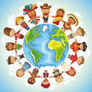 地球上的卡通儿童