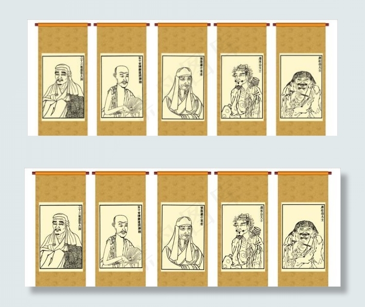 古人物中国画eps,ai矢量模版下载