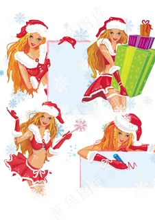 性感卡通圣诞女郎矢量素材
