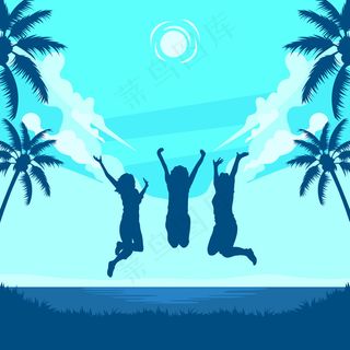 扁平化旅游假日矢量元素设计