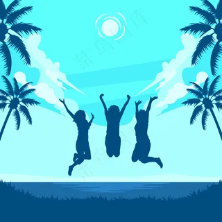 扁平化旅游假日矢量元素设计