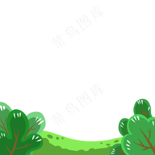 草原树林卡通草地,免抠元素