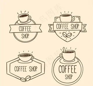 手绘咖啡贴纸