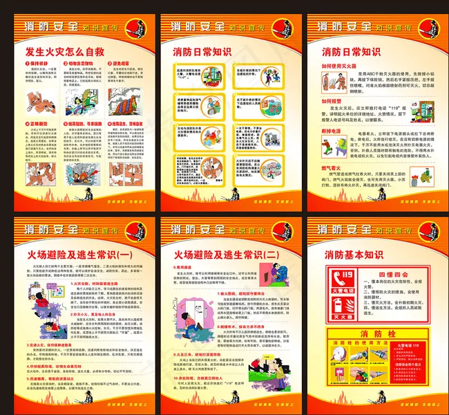 消防安全知识宣传展板图片cdr矢量模版下载