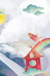 矢量水彩手绘儿童节质感海报背景 矢量水彩手绘儿童节质感海报背景