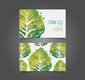 水彩绘绿色树木商务名片矢量图_素材中国sccnn