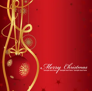 红色喜庆圣诞吊球背景矢量素材