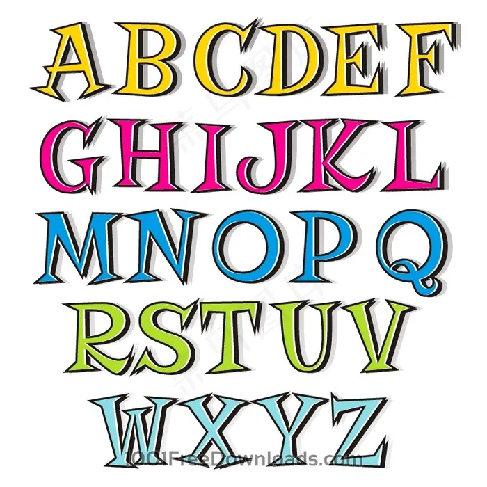 英文字母艺术字高清矢量图ai矢量模版下载