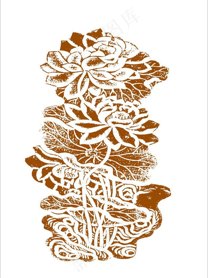 古代绘画荷花矢量图图片
