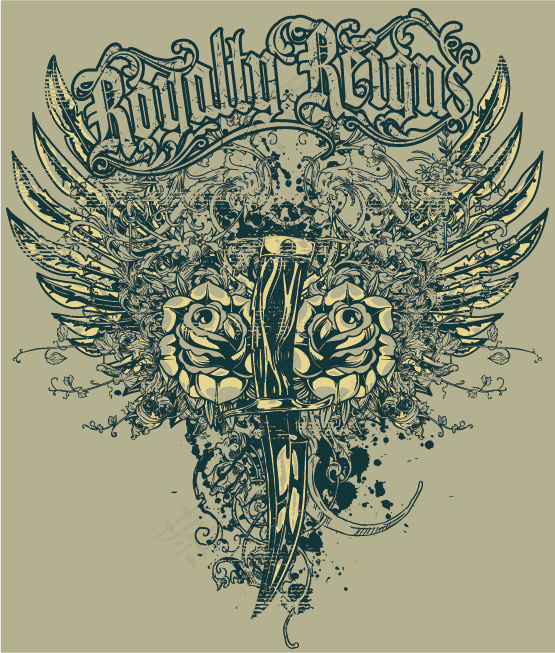 卡通骷髅翅膀匕首创意AI素材下载免...