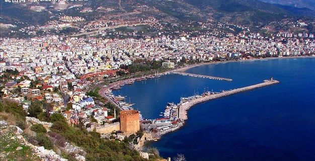 海岸城市俯视风景图片