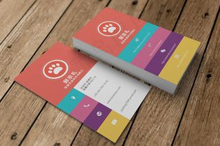 彩条色块名片设计