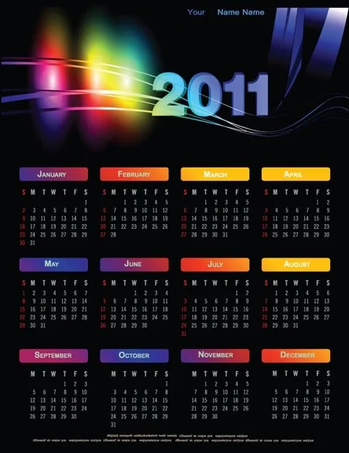 美丽的2011日历模板矢量eps,ai矢量模版下载