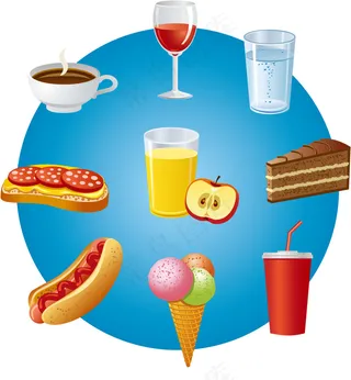 卡通点心和饮料矢量素材