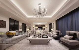 中式客厅效果图设计素材