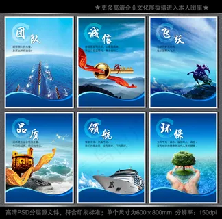 全套企业文化展板海报PSD下载