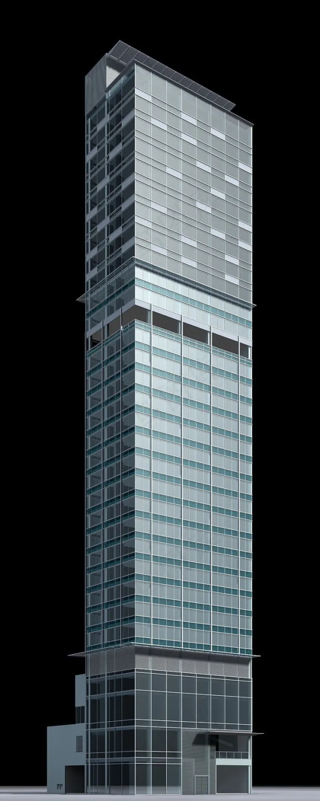 豪华立柱形高层公建建筑3D模型