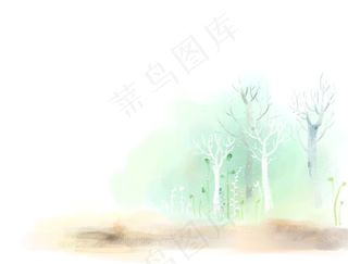 水彩树背景PSD素材