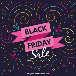 令人敬畏的黑色星期五背景与丰富多彩的几何线