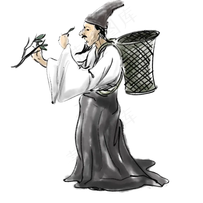 本草纲目李时珍中国风水墨画本草纲目李时珍中国风水墨画psd模版下载