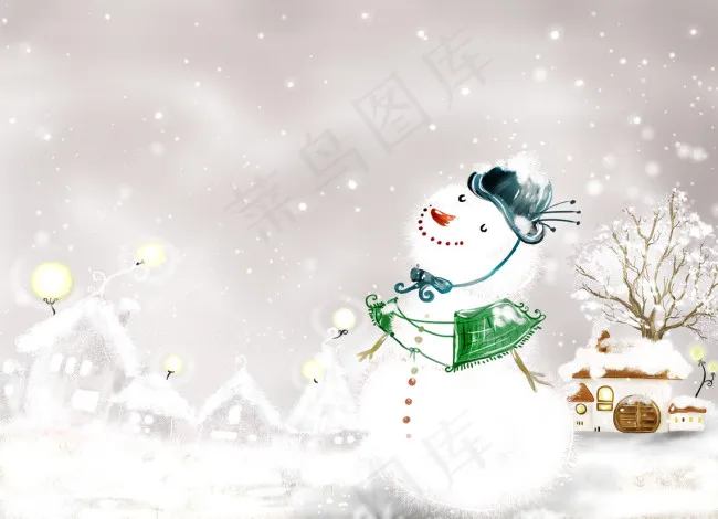 冬天里的雪人(3425X2480(DPI:300))psd模版下载