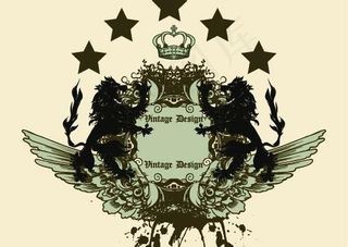 狮子、翅膀、皇冠矢量素材图片