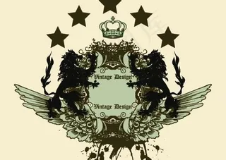 狮子、翅膀、皇冠矢量素材图片