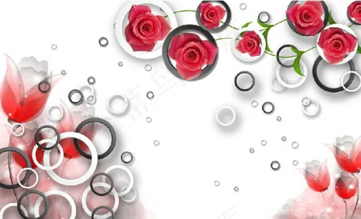 玫瑰花电视背景墙 玫瑰花电视背景墙