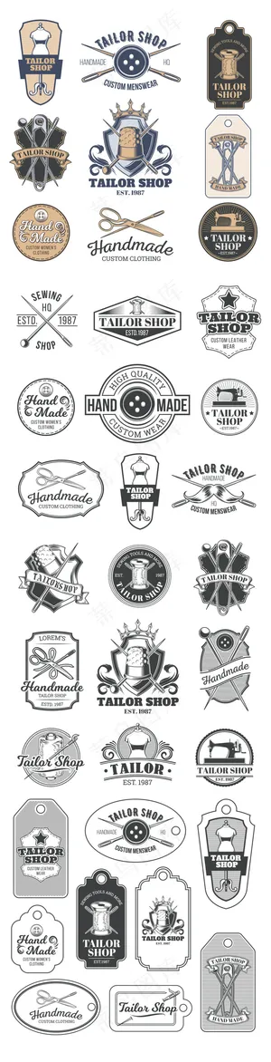 多款复古时尚服装公司服装厂标志元素