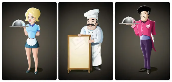 卡通侍者——矢量素材