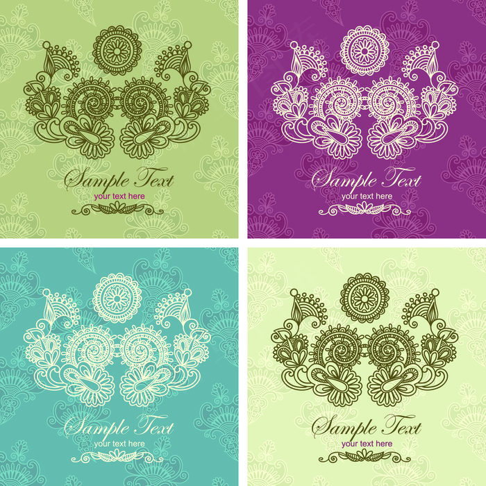 素雅花纹背景01——矢量素材