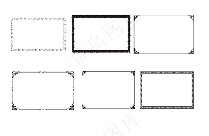 6款欧式黑色画框图片cdr矢量模版下载