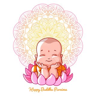 卡通佛教儿童人物矢量素材