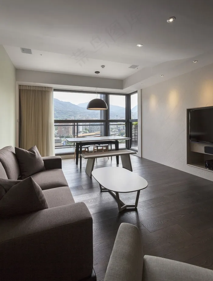 宜家简约室内客厅地板效果图